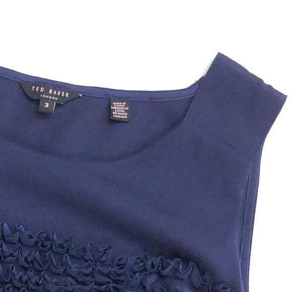 Ted Baker London navy blue ruffle knit shift dress - Picture 4 of 12